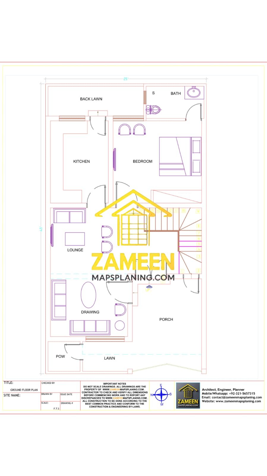 5 Marla (25'-0''X45'-0'') Contemporary Modern Style House - Image 2