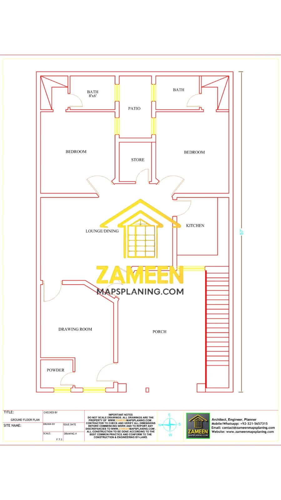 9 Marla (35'-0''X57'-0'') Modern Mediterranean Style House - Image 4