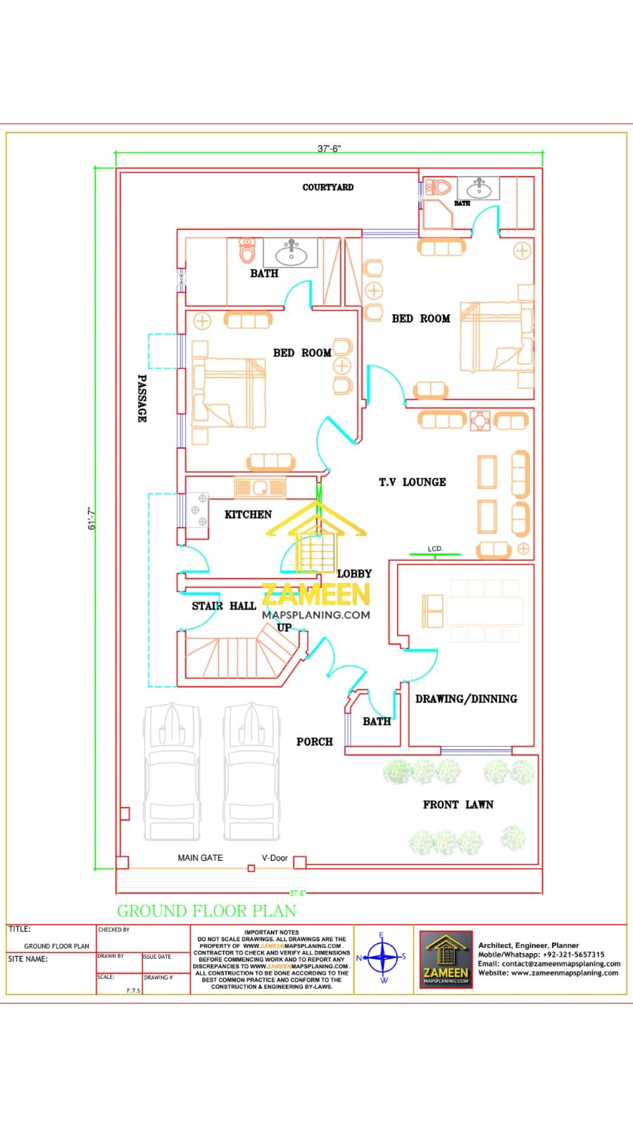 10 Marla (37'-6''X61'-7'') Contemporary Modern Style House - Image 2