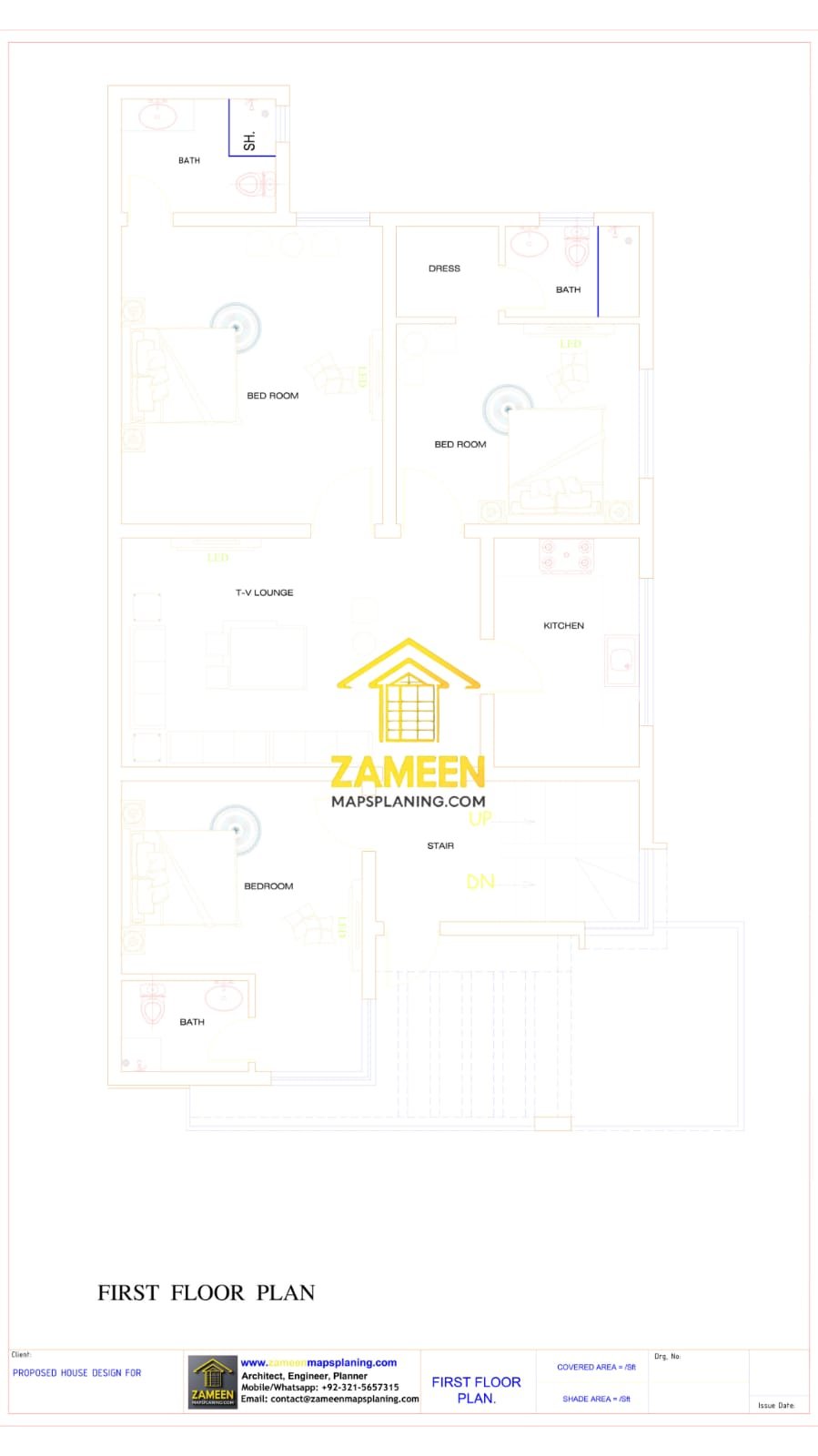 10 Marla (35'-0''X65'-0'') Contemporary Modern Style House - Image 3