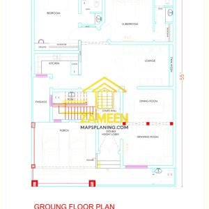 Alternative view of 10 Marla (39'-3''X55'-0'') Contemporary Mediterranean Style House