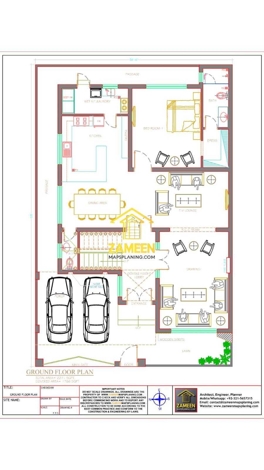10 Marla (38'-6''X59'-0') Contemporary Modern Style House - Image 2