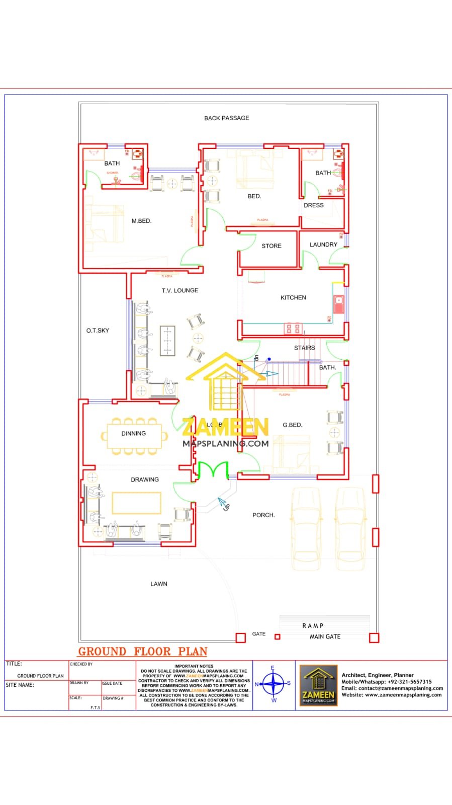 20 Marla (50'-0"X90'-0") Mediterranean Revival Style Villa - Image 2