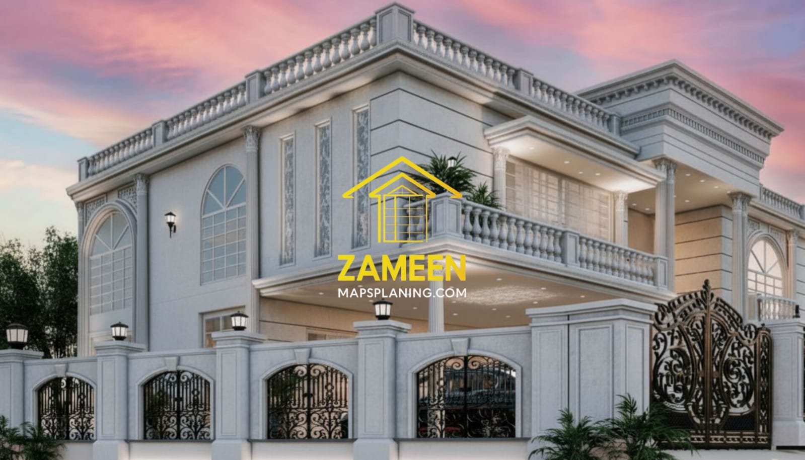 17 Marla Banglow (76'-6"X50'-0") Spanish Colonial Revival Style Mansion - Image 3