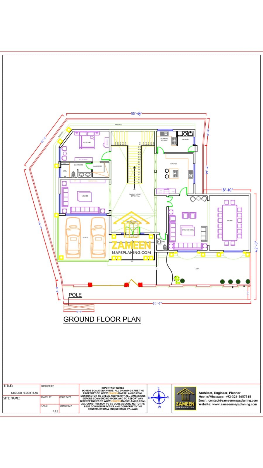 17 Marla Banglow (76'-6"X50'-0") Spanish Colonial Revival Style Mansion - Image 4
