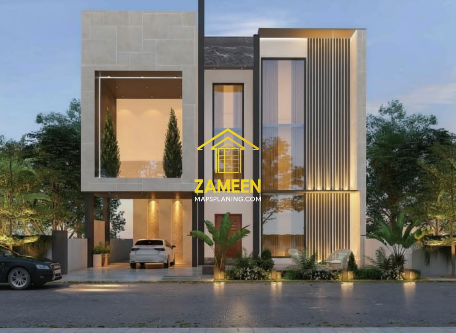 23 Marla (50'-0"X100'-0") Contemporary Modern Tropical Style House